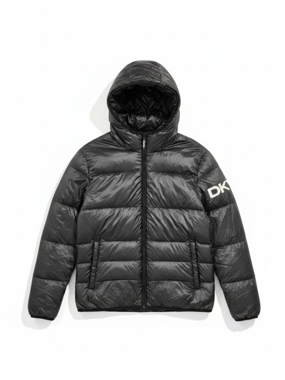 DKNY Puffer Coat XXL mens black logo hooded jacket winter water resistant